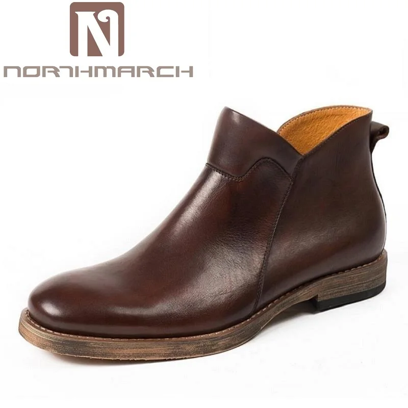 

NORTHMARCH Brand Genuine Leather Men Boots Leather Men Chelsea Boots High Quality Breathable Autumn Male Shoes Grey Bottine