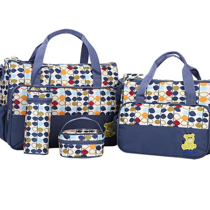 

Baby Nappy Bag Blue Mommy Bag Cotton Diaper Bag for Mom