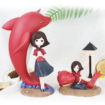 

Resin Gift Japanese Big Fish Jellyfish Living Room Decor Figurines Creative Children's Piggy Bank Night Light Modern Girl Crafts