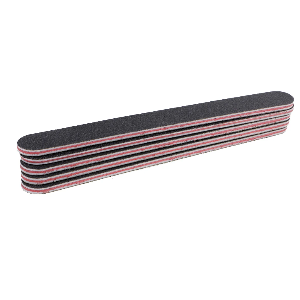 5 Pieces Professional 100/180 Grit Straight Black Pro Double Sided Manicure Nail Emery Boards Nail Polish Care Tools
