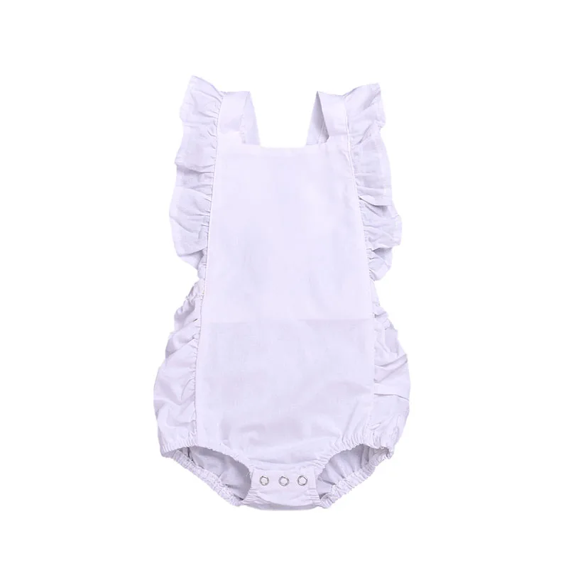 Однотонный комбинезон без рукавов с открытой спиной для новорожденных девочек