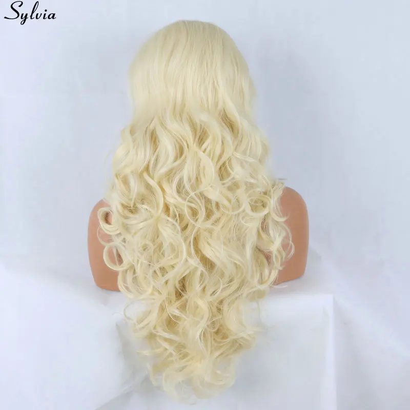 Sylvia 613 # блондинка термостойкие Синтетические волосы на кружеве Искусственные парики длинные бодрый вьющиеся половины руки связали REP