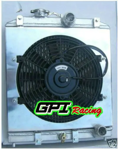 2 ROW 32MM IN/OUT PIPE Aluminum Radiator + shroud fan 92-00 for Honda Civic EK EG D15 D16 B16 B18 | Автомобили и мотоциклы
