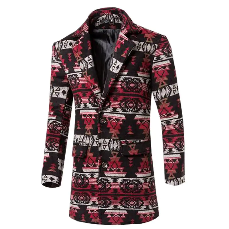 2018 New Men Trench Coat Fashion Bright Colors And Flower Men Coat Single Breasted Mens Classical Cashmere Outwear Clothes