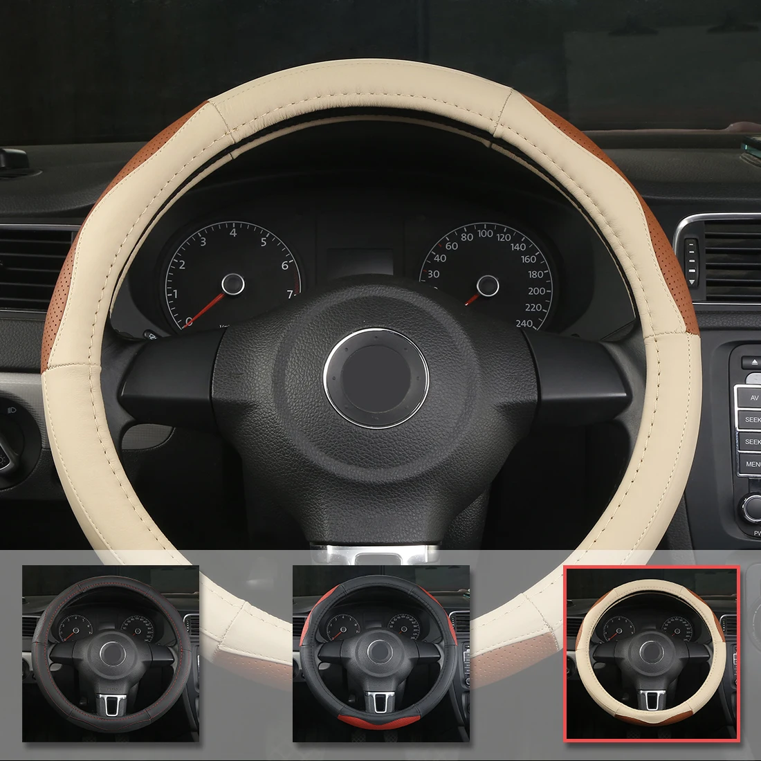 Buy Dewtreetali 38cm Genuine Leather Steering Wheel