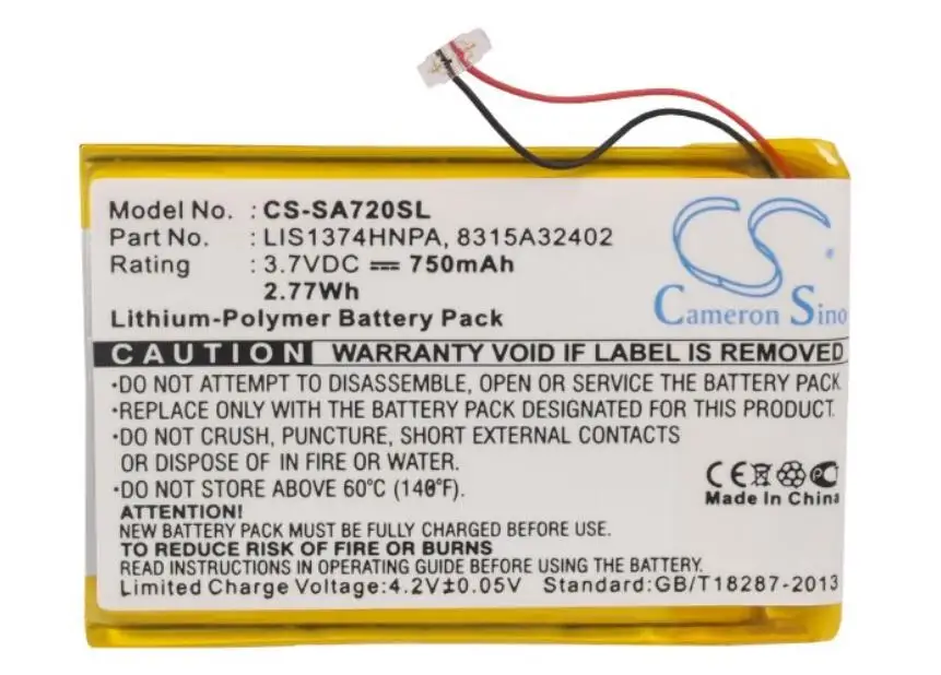 Аккумулятор Cameron Sino 750 мАч для SONY батарея A720 A728 A729BLK A828 S738 S738FBNC LIS1374HNPA 8917A44167 A826 A829