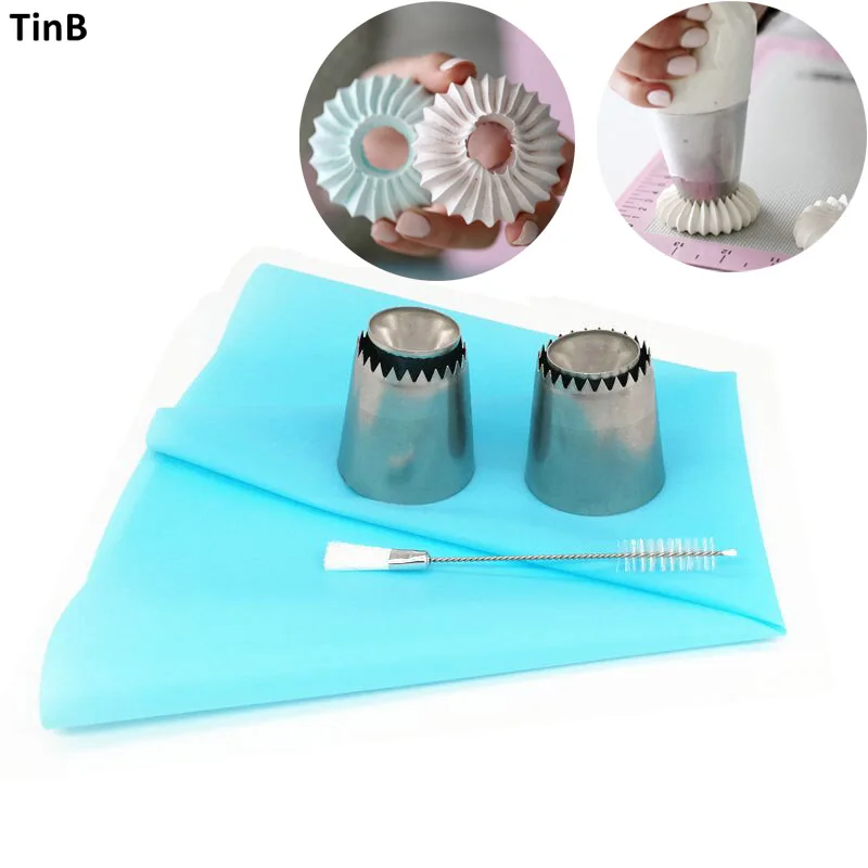 

Dropship 4PCS/Set Russian Icing Piping Tips 1 Pcs Silicone Bag 1 Nozzles Brush Cupcake Cake Decorating DIY Cookie Sulta Ne Ring