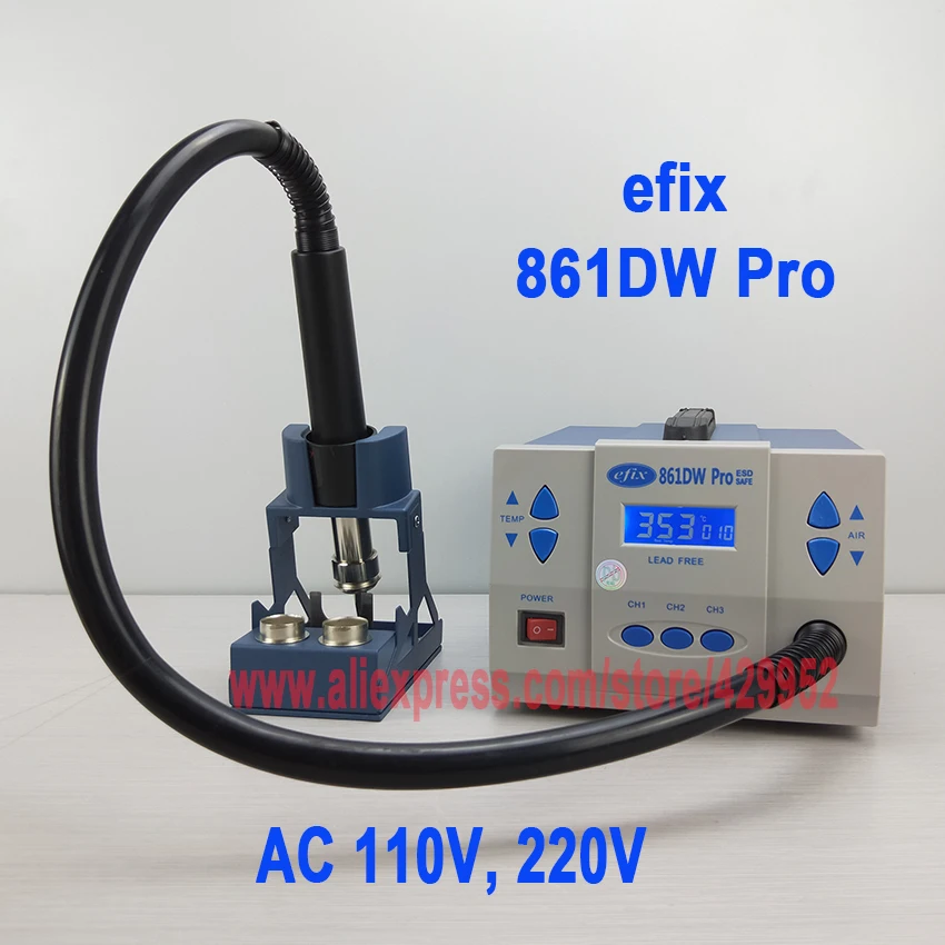 Efix 861DW Pro паяльная станция с горячим воздухом AC 110 В 220 В 1000 Вт Тепловая пушка для пайки ремонта телефона BGA микросхема IC набор инструментов