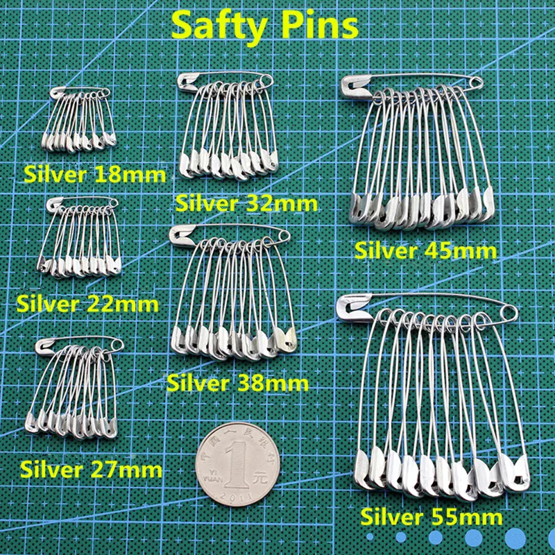 

1000pcs Silver Safty Pins for Garment Tags Strings/Cords Use DIY Clothes Accessories Silver Pins Lenth 18mm-55mm Free Shipping