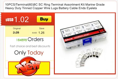 10 шт./терминал(60) 8C SC кольцевой терминал Ассортимент Комплект Морской класса сверхмощный Луженая Медь проволочные наконечники батарея кабель концы люверсы