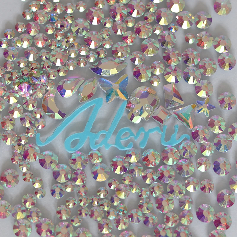 

aderu crystal AB mix shiny lead free crystal hot fix rhinestone for nail art ornament garment shoe hat scarf phone decoration