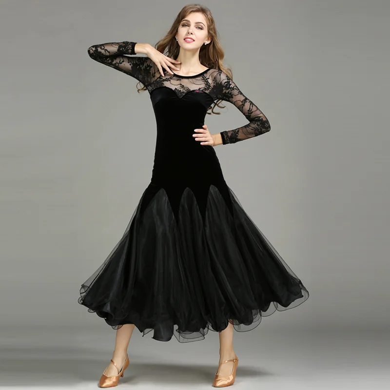 Black ballroom dresses standard ballroom dancing clothes Competition