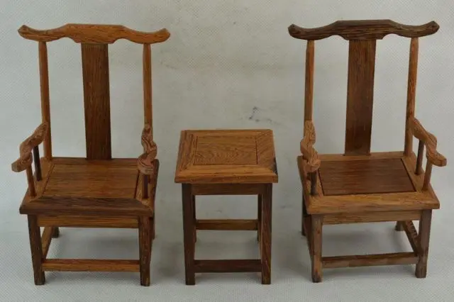 Old Collectible Decorated Wonderful Hand Boxwood Carving A Set Of Chair & Table