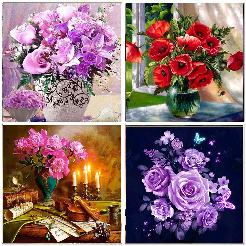 

5D DIY Diamond Painting Flower Full Diamond Embroidery Set Mosaic Cross Stitch picture Rhinestone Home Decoration Handmade Gift