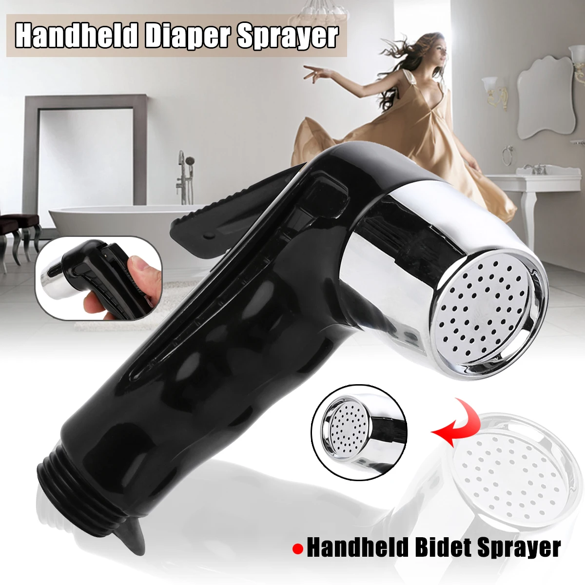 Handheld Bathroom Toilet Diaper Sprayer Shower Bidet Spray Shattaf Hose Holder Shower Head With Switch For Bathroom Product
