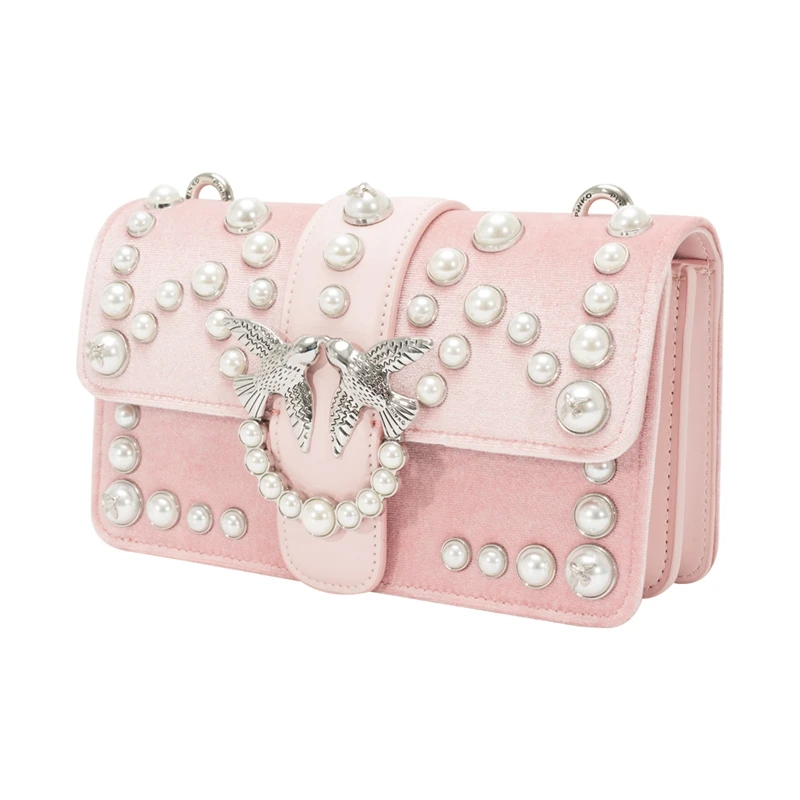 Женская мини-бархатная сумка через плечо с жемчугом Pinko 1pd16l Y4YC