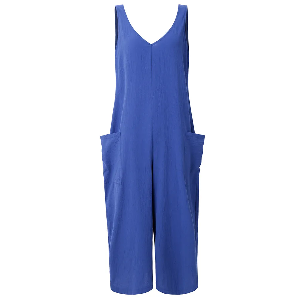 

JAYCOSIN Women Summer Sleeveles Loose Wide Leg Bib Pant Jumpsuit Romper Playsuit Plus Fashion plus size Playsuits travel June 23