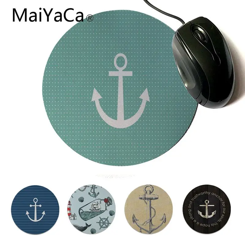 MaiYaCa Funny Sea anchor Durable Rubber Mouse Mat Pad Customized Laptop Gaming Small Round Mouse Pad