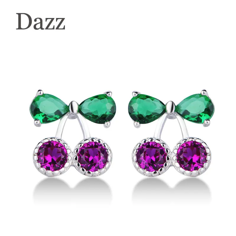 Dazz 925 Серебряные маленькие сережки-гвоздики с инкрустацией изысканные красные