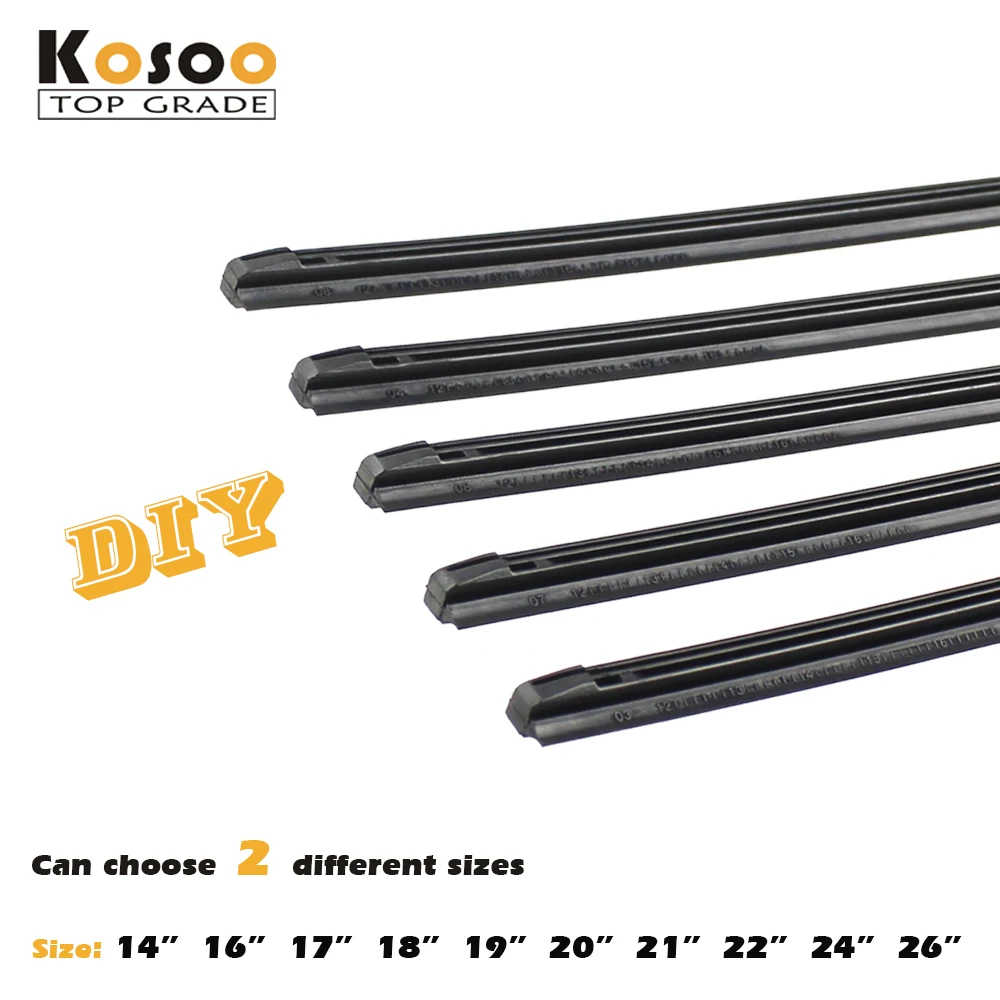 Wiper strips Auto Car Vehicle Insert Rubber strip Blade (Refill) 8mm Soft 14 16 17 18 19 20 21 22 24 26 2pcs styling