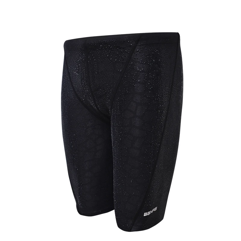 Professional Quality Men Competitive Swim Trunks Shark Skin Swimwear Brand Solid Jammer Swimsuit Fifth Pant Plus Size XL-4XL