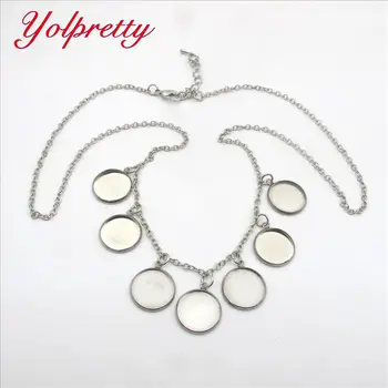 

Yolprtty New High Quality 1pcs 14mm Silver Plated Seven 14mm Cameo Bangle Base Bracelet Blank Findings Setting Cabochon Cameo