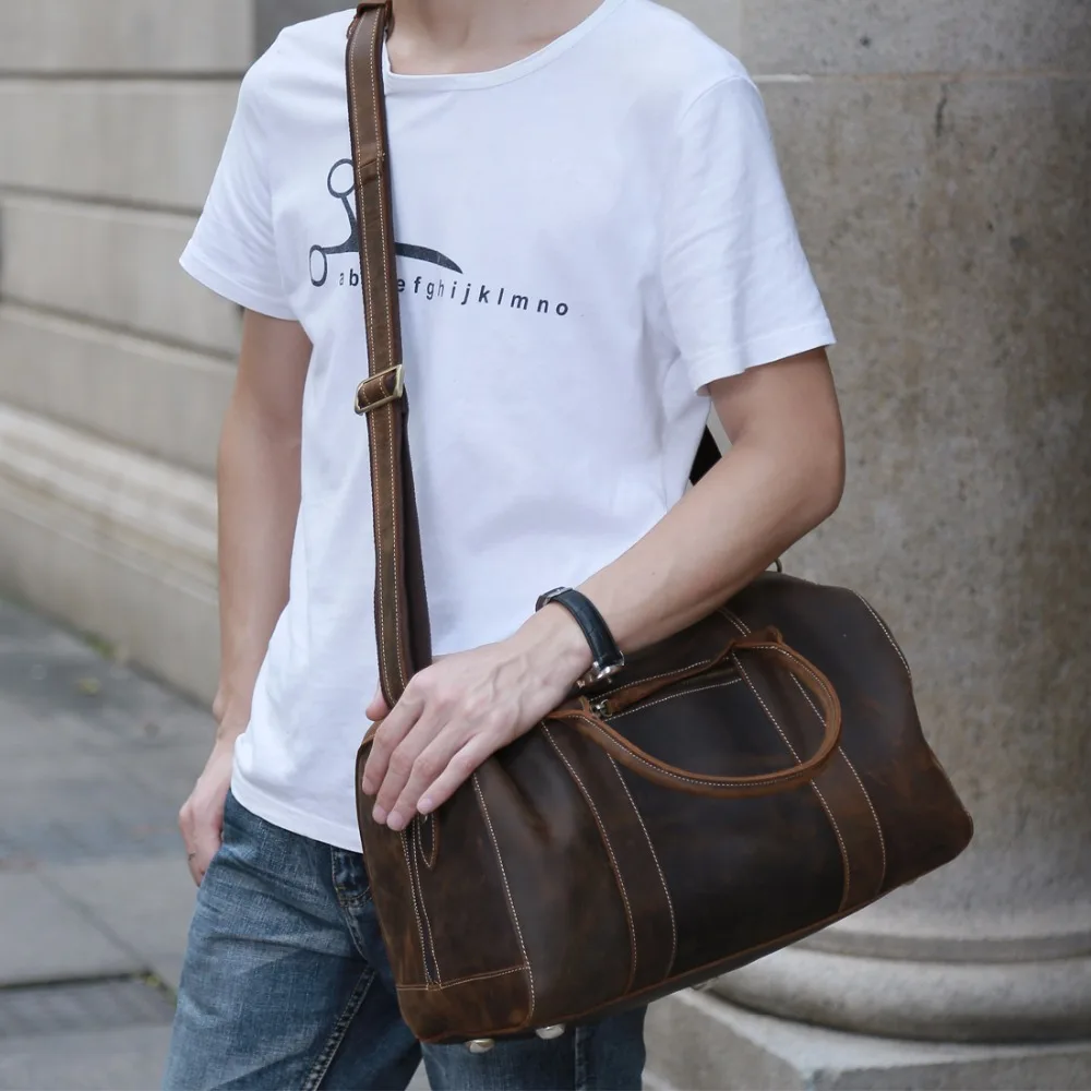TIDING винтажная мужская сумка на плечо из натуральной кожи, сумка для путешествий из воловьей кожи, модная сумка 30704