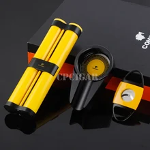 Brand New Cohiba Cigarette Ashtray Portable Cigar Tube Slide Cigar Cutter Set Christmas Gift CP Cigar Gift Free Shipping