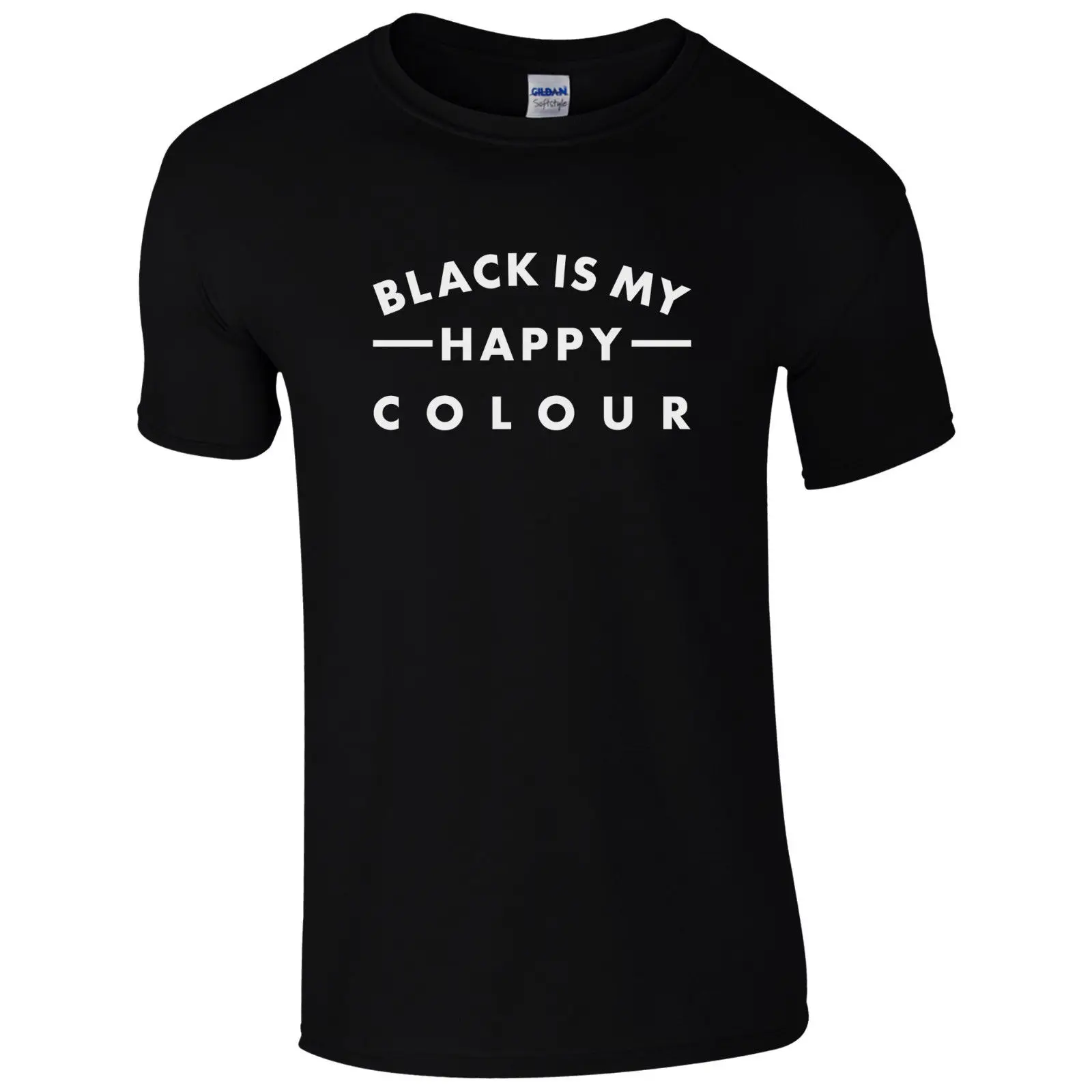 Черная футболка с надписью My Happy Color-Забавный слоган унисекс мужской подарок