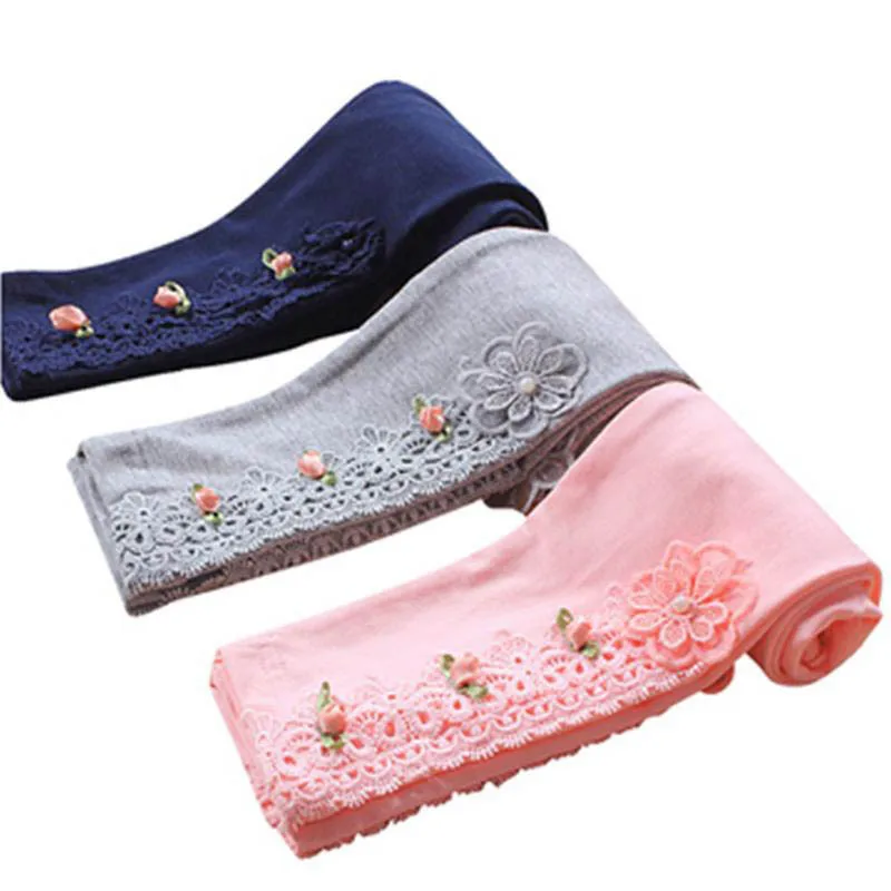 

2019 New Autumn Fashion Girls Small Flower Embroidered Leggings Children Leggings Pants Baby Kids Clothing
