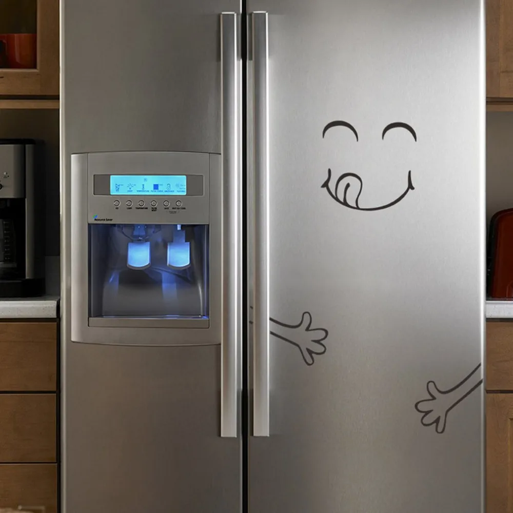 

Smile Face Refrigerator Decor Wall Stickers Removable 3D Wall Paper Home Decor Exotic Art Wallpaper