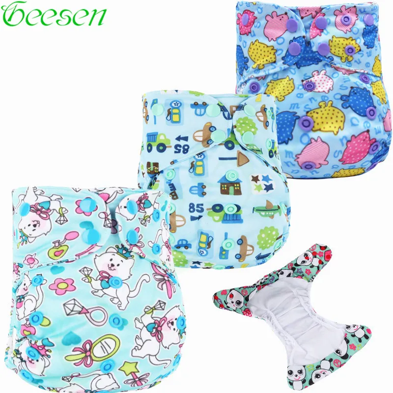 Baby Reusable Cloth Diaper Pocket Nappy Double Gusset AIO Cloth Diaper ...