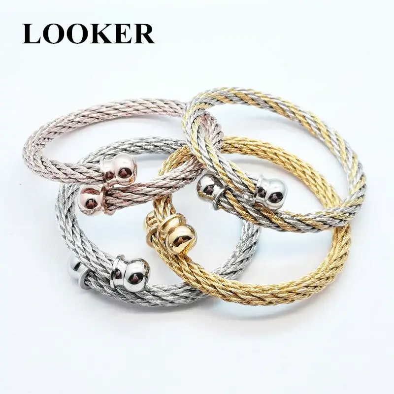 

LOOKER New Free Size Plated 316L Stainless Steel Wire Bangles Bracelet for Women Fashion Cuff Bracelet Jewelries Gift
