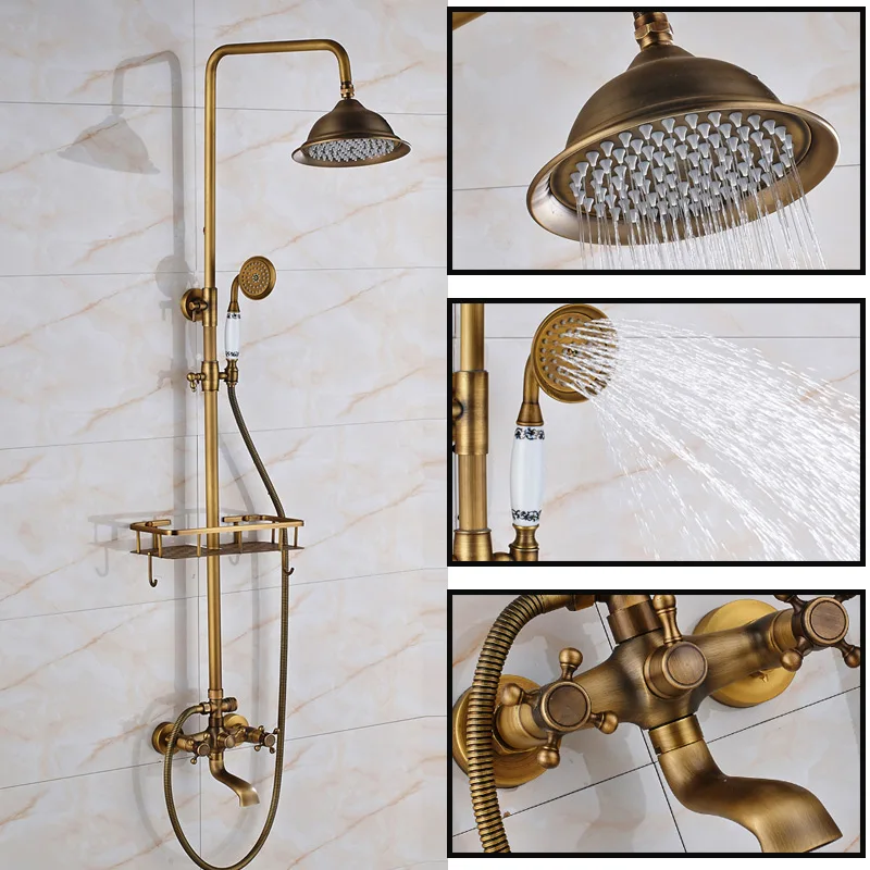 quyanre wanfan gappo black shower faucet set with commodity shelf swivel tub spout dual handles mixer tap bath shower1