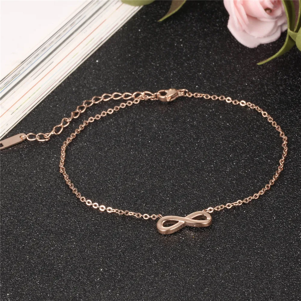 

Trendy Stainless Steel Rose Gold Color Anklet Bow-knot Shape Barefoot Bracelet Anklets Foot Fashion Jewelry For Women Leg Chain