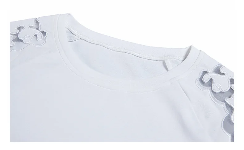 Женская футболка с вышивкой на плече, осенняя, хлопковая, черная, белая, открытая футболка, женская футболка с длинным рукавом, женские топы