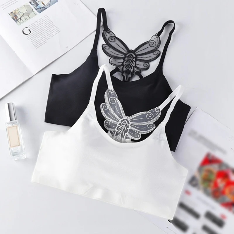 

Sexy Solid Bras for Women Female Cozy Ice Silk Brethable Summer Seamless Elastic BH Bra Butterfly Beauty Back 2019 New Fashion