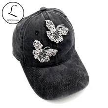 GZHilovingL женская бабочка бриллиант бусины летние бейсболки повседневные мыть хлопок регулируемые бейсболки для женщин женские шапки