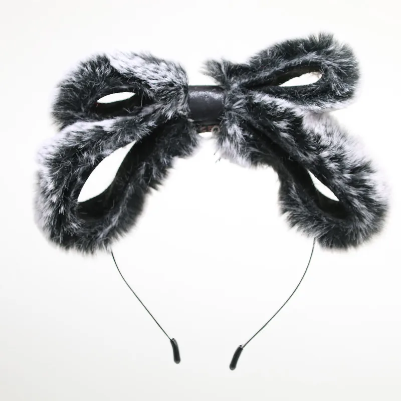 

2019-B NEW WINTER STYLE fake rabbit fur double bow huge bow girls hair accessories hairbands