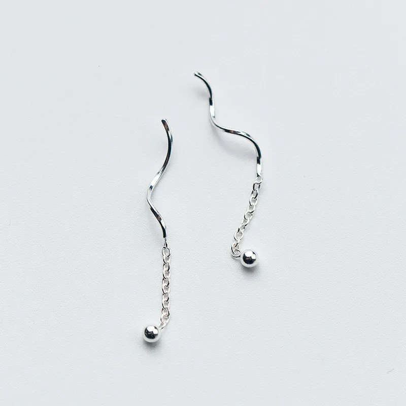 S925 Silver Ear Line Woman Cute Bead Ball Wave Sulphur Drop Temperament Bean Chain Jewelry | Украшения и аксессуары