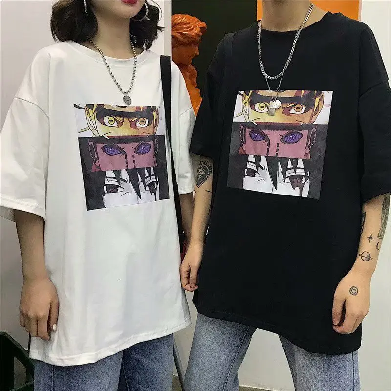 

Naruto t shirt O-Neck streetwear Loose ulzzang Cool Japanese Anime Tshirt hip hop tshirt Large Size Short Sleeve men/women
