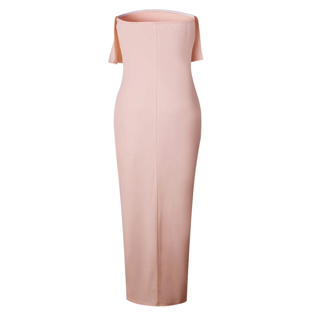 SHIBEVER New Ruffles Slash neck club women bodycon dress long Pencil summer sexy Strapless maxi Party dress Vestidos 5