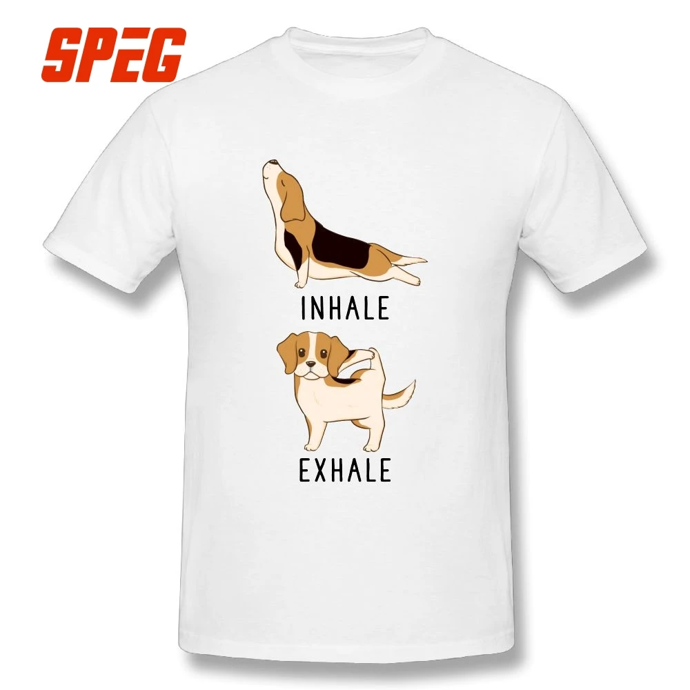 

Inhale Exhale Beagle dog Yoga Print T Shirts Male Pure Cotton T-Shirts Sleeve Cute Tee Shirts