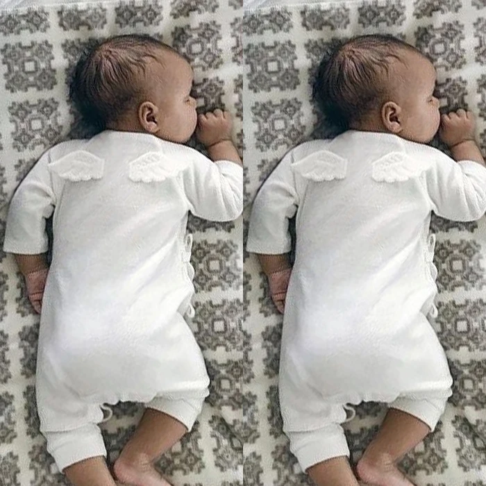 2017 New Cute 3D Angle Wings Newborn Infant Baby Boy Girl Kids Cotton Robe Style Romper Jumpsuit Newborns Clothes Outfit Cute Infant Baby Girls Romper