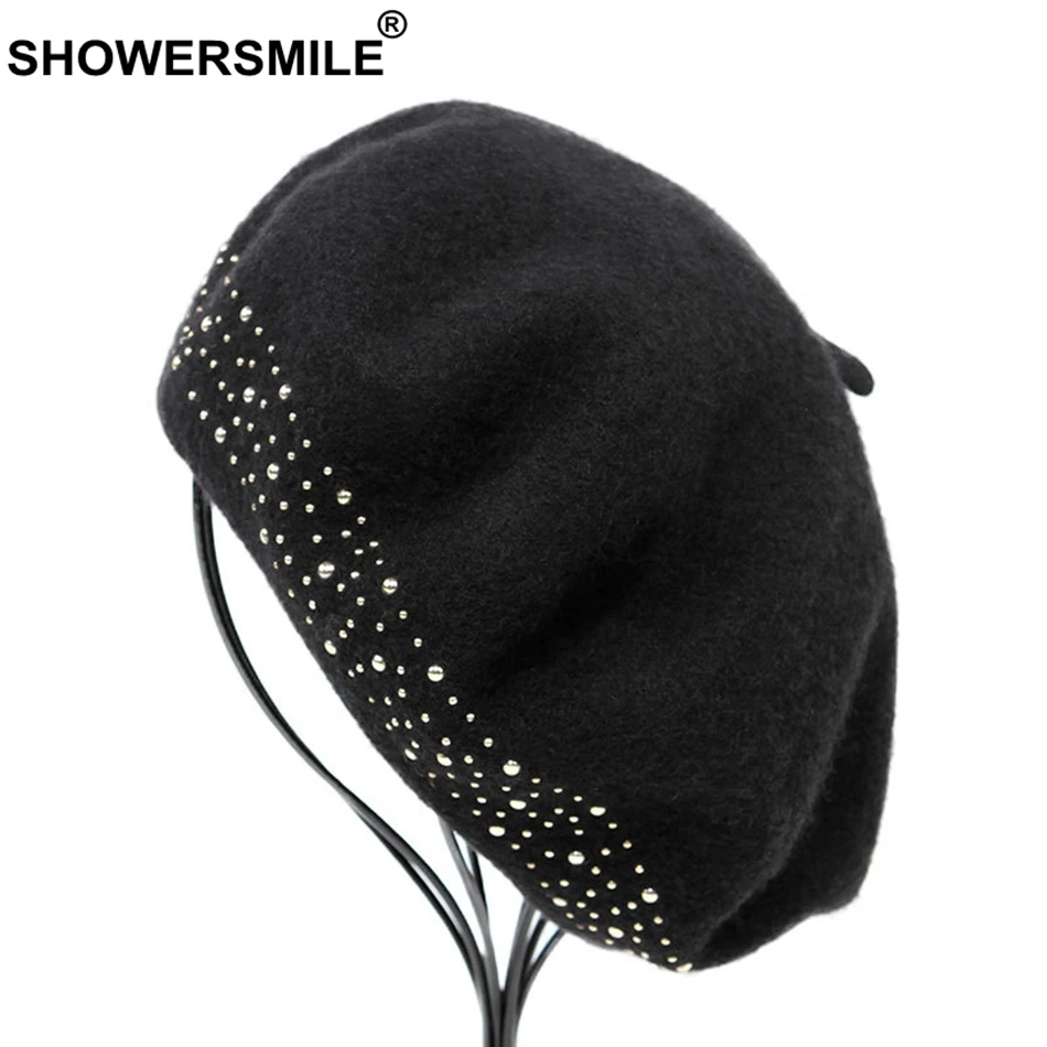Берет SHOWERSMILE женский шерстяной художественный берет с заклепками Модный мягкий