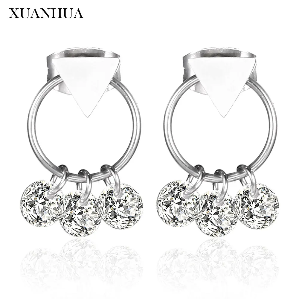 

XUANHUA Charm Crystal Stud Earrings Stainless Steel Jewelry Woman Vogue 2019 Fine Jewelry Accessories Wholesale Lots Bulk