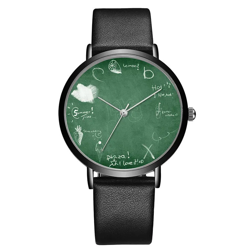 

Simple Man Women Watches Causal Leather Band Wristwatch Personality Pattern Design Quartz Watch Student Clock Time WC016