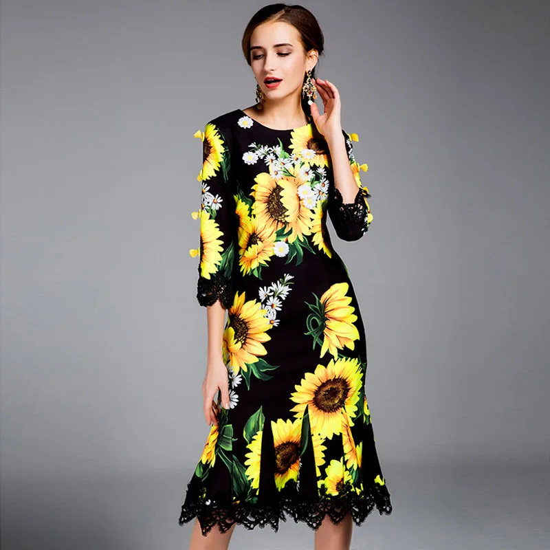 Midi vestidos estampados con flores 2017 primavera fashion runway 