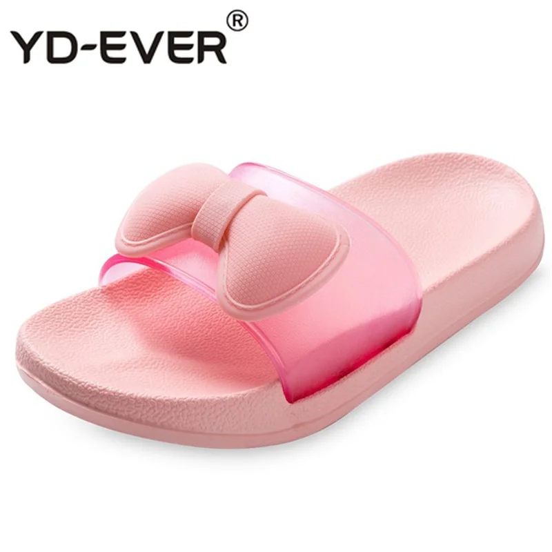 

comfortable light breathable home slippers butterfly knot cute flat anti-skid bath slippers soft bottom wear Beach shoes