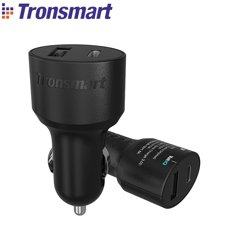 Быстрая зарядка 3 0 type C автомобильное зарядное устройство Tronsmart C2PTE VoltIQ 2 порта